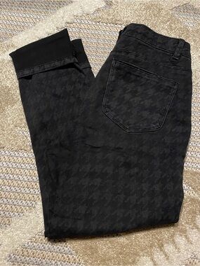 Democracy Black Houndstooth High-Rise Button-Fly Jeans